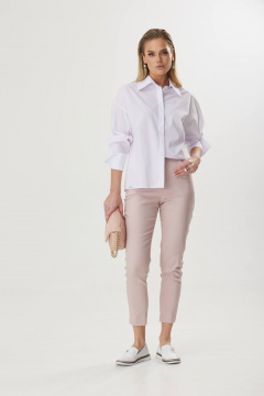 Летние брюки свободного кроя из смесового хлопкового текстиля Твой имидж 1767 пудра - фото 2