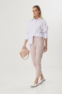 Летние брюки свободного кроя из смесового хлопкового текстиля Твой имидж 1767 пудра - фото 1