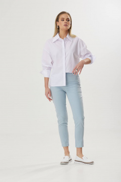 Летние брюки прямого силуэта из натурального хлопка для жарких дней Твой имидж 1771 голубой - фото 4