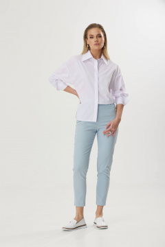 Летние брюки прямого силуэта из натурального хлопка для жарких дней Твой имидж 1771 голубой - фото 1