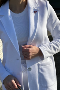 Деловой костюм из трикотажа с жакетом и брюками прямого силуэта GO F3065/01-01 - фото 3