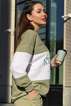 Кэжуал свитшот oversize с вышивкой в стиле Athleisure из трикотажа GO F4062/26-02 - фото 2