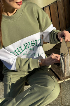 Кэжуал свитшот oversize с вышивкой в стиле Athleisure из трикотажа GO F4062/26-02 - фото 4