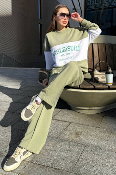 Спортивный костюм из трикотажа с oversize свитшотом и прямыми брюками GO F3062/26-02 - фото 1