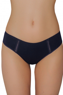 Трусы из хлопка с декоративной тесьмой и средней линией ЛЕДИ ГРАНД 201190 темно-синий - фото 3