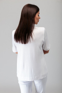 Трикотажное поло с контрастными планками и воротником Anelli 819 белый - фото 2