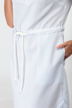 Минимальное платье с кулиской и воротником стойка из хлопка Anelli 864 сине-белый - фото 3