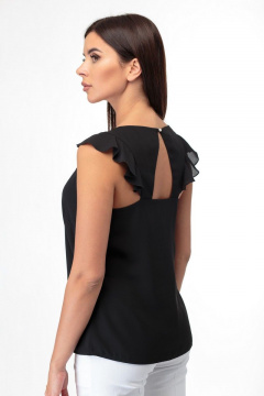 Шифоновая блуза с эффектной спинкой и рюшами Anelli 865 черный - фото 3