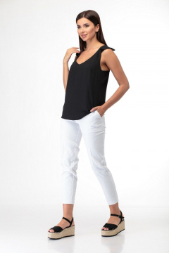 Шифоновая блуза с эффектной спинкой и рюшами Anelli 865 черный - фото 2