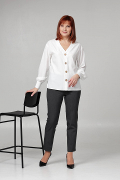Блуза с длинными рукавами, со спущенным плечом и планками Соджи 610 белый - фото 4