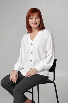 Блуза с длинными рукавами, со спущенным плечом и планками Соджи 610 белый - фото 3