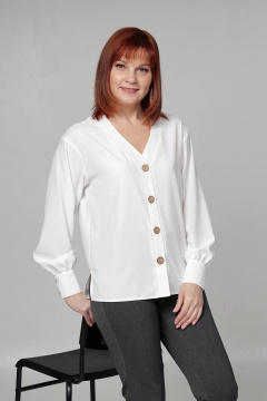 Блуза с длинными рукавами, со спущенным плечом и планками Соджи 610 белый - фото 2