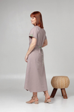 Летнее платье с кулисой и карманами на поясе Соджи 613 кофейный - фото 3