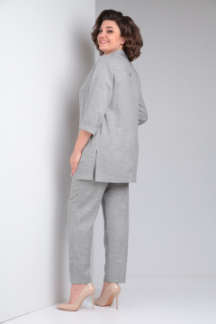 Классический демисезонный костюм 3-ка из текстиля Tensi 372 серый+белый - фото 4