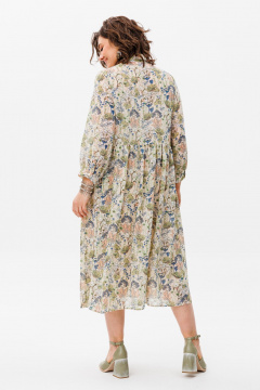 Элегантное шифоновое платье с комбинированным низом Anelli 1362 крем - фото 4