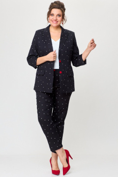 Два предмета из хлопкового жакета и брюк для повседневной среды БелЭльСтиль 412 3 03 22+586-2 87 22 черный_горох - фото 1