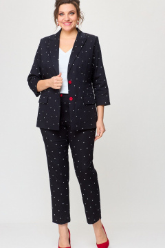 Два предмета из хлопкового жакета и брюк для повседневной среды БелЭльСтиль 412 3 03 22+586-2 87 22 черный_горох - фото 3