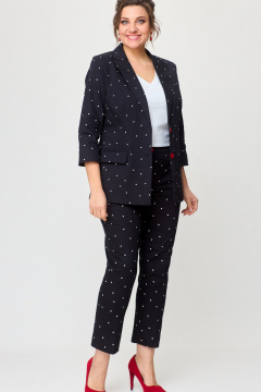 Два предмета из хлопкового жакета и брюк для повседневной среды БелЭльСтиль 412 3 03 22+586-2 87 22 черный_горох - фото 2