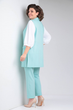 Классический деловой комплект из блузки, брюк и жилета TVIN 7689 мята - фото 5