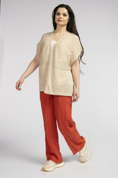 Демисезонный женский жилет из хлопковой вязки FASHION CENTRE ХЛ-3746 бежевый - фото 4