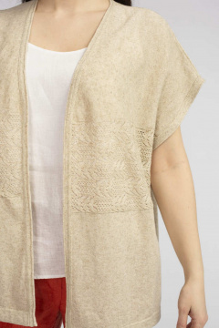 Демисезонный женский жилет из хлопковой вязки FASHION CENTRE ХЛ-3746 бежевый - фото 2