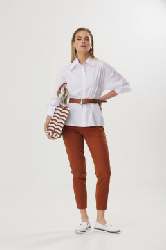 Коричневые летние брюки из текстиля с комфортным кроем Твой имидж 1770 коричневый - фото 1