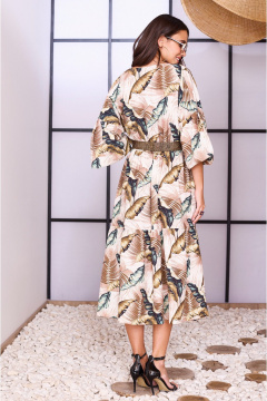 Платье А-образного силуэта в стиле бохо с поясом Lissana 4683 зеленые_листья - фото 3