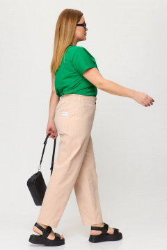 Брюки со высокой посадкой из джинсовой ткани с резинкой Bliss 068 бежевый - фото 4