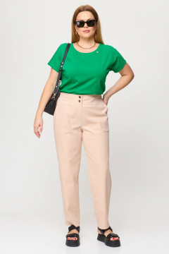 Брюки со высокой посадкой из джинсовой ткани с резинкой Bliss 068 бежевый - фото 1