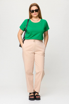 Брюки со высокой посадкой из джинсовой ткани с резинкой Bliss 068 бежевый - фото 2