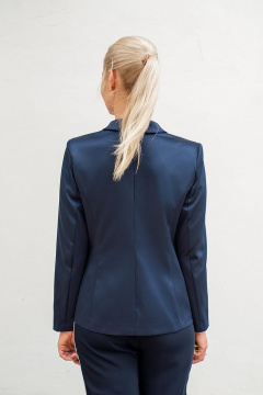 Приталенный синий жакет из текстильного атласа Avila 0806 синий - фото 4