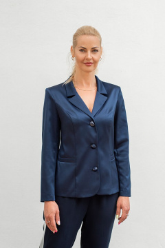 Приталенный синий жакет из текстильного атласа Avila 0806 синий - фото 2