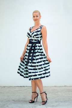 Платье-сарафан миди с приталенным силуэтом и поясом Avila 0795 бирюзовый - фото 2