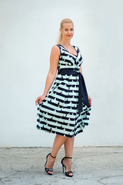 Платье-сарафан миди с приталенным силуэтом и поясом Avila 0795 бирюзовый - фото 1