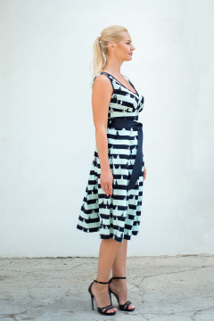 Платье-сарафан миди с приталенным силуэтом и поясом Avila 0795 бирюзовый - фото 3