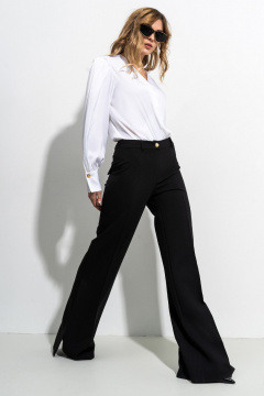 Демисезонные брюки с заутюженными стрелками и поясом-гульфиком SILVERSPICE S-3413 черный - фото 4