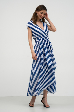 Платье в полоску с имитацией запаха и талью Art Ribbon M1030P - фото 2
