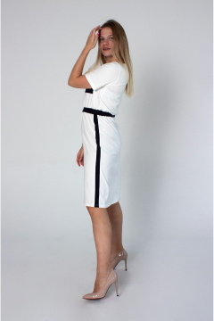 Платье с резинкой из трикотажа и декоративными вставками Mita ЖМ1204 белое - фото 3