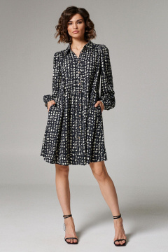 Платье прямого силуэта из вискозы с прорезными карманами Панда 156580w черный - фото 1