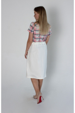 Юбка А-силуэта из трикотажа с карманами и защипами Mita ЖМ1106 белый - фото 2