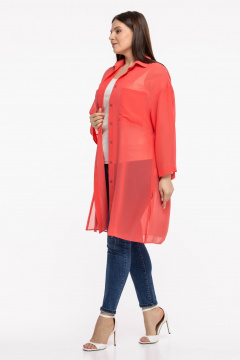 Блуза-рубашка из шифона и текстиля с рукавом 7/8 Avila 0955 коралловый - фото 5