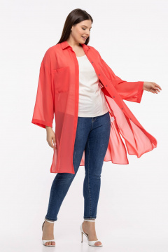 Блуза-рубашка из шифона и текстиля с рукавом 7/8 Avila 0955 коралловый - фото 3