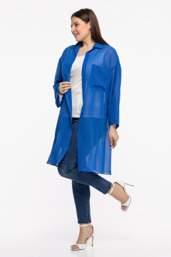 Блуза-рубашка из шифона и текстиля с рукавом 7/8 и классическим кроем Avila 0955 васильковый - фото 5