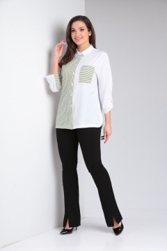 Блуза свободного силуэта с карманом и рубашечным воротником Modema м.744/1 - фото 5
