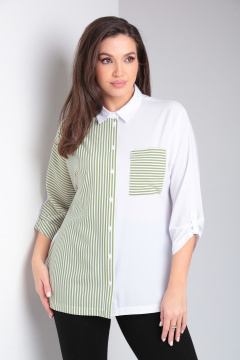 Блуза свободного силуэта с карманом и рубашечным воротником Modema м.744/1 - фото 2