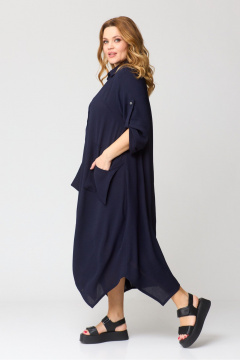 Бохо-платье с рукавами летучая мышь, разрезами и карманами Michel chic 2160 синий - фото 5