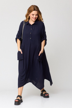 Бохо-платье с рукавами летучая мышь, разрезами и карманами Michel chic 2160 синий - фото 4