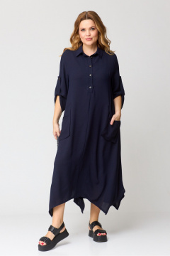 Бохо-платье с рукавами летучая мышь, разрезами и карманами Michel chic 2160 синий - фото 2