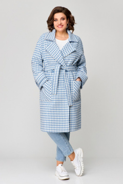 Двубортное пальто с лацканами и накладными карманами Svetlana-Style 1687 голубой - фото 1