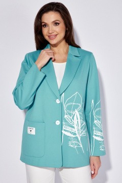 Классический костюм из трикотажа с ярким принтом и женственный жакет TAiER 1276 бирюза - фото 5